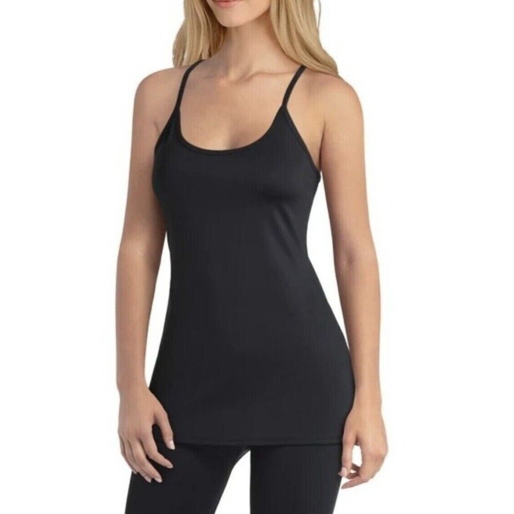 H Halston Y Back Tank Top Size M Sleeveless Yoga Activewear Black NWT B68